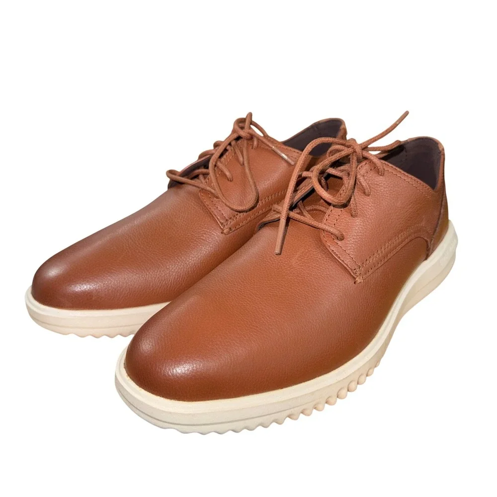 NEW Cole Haan Grand + Plain Toe Oxford Mens 8M C36935 British Tan Leather Shoes